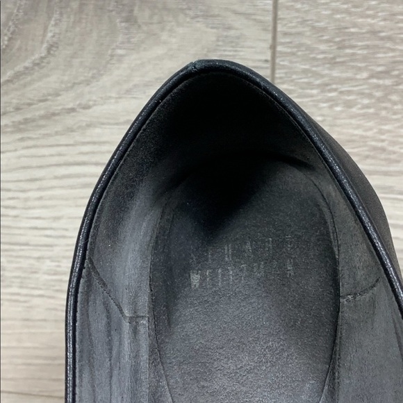 Stuart Weitzman French Horn Black Leather Flat Shoes - Picture 6 of 10